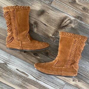 🪶Minnetonka🪶Moccasin Suede Luna Fringe Boots